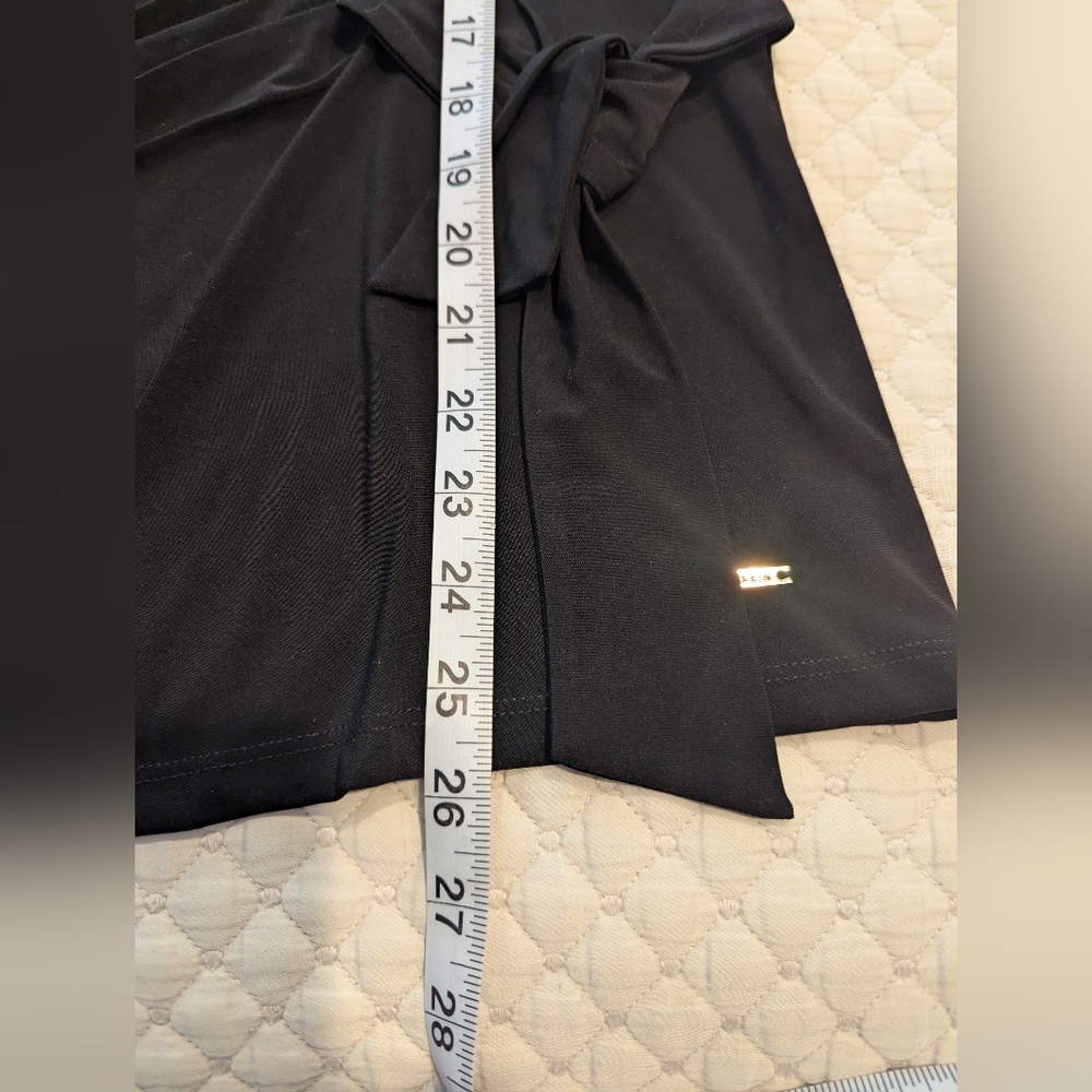 ANNE KLEIN Black Short-Sleeve Top With Side Tie/Gather Large - Picture 8 of 9